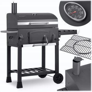 GRILL WĘGLOWY OGRODOWY KOMIN ŻELIWNY RUSZT 57 x 43cm + TERMOMETR DUŻY